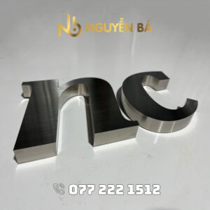 Gia công chữ inox trắng uốn nổi 3D